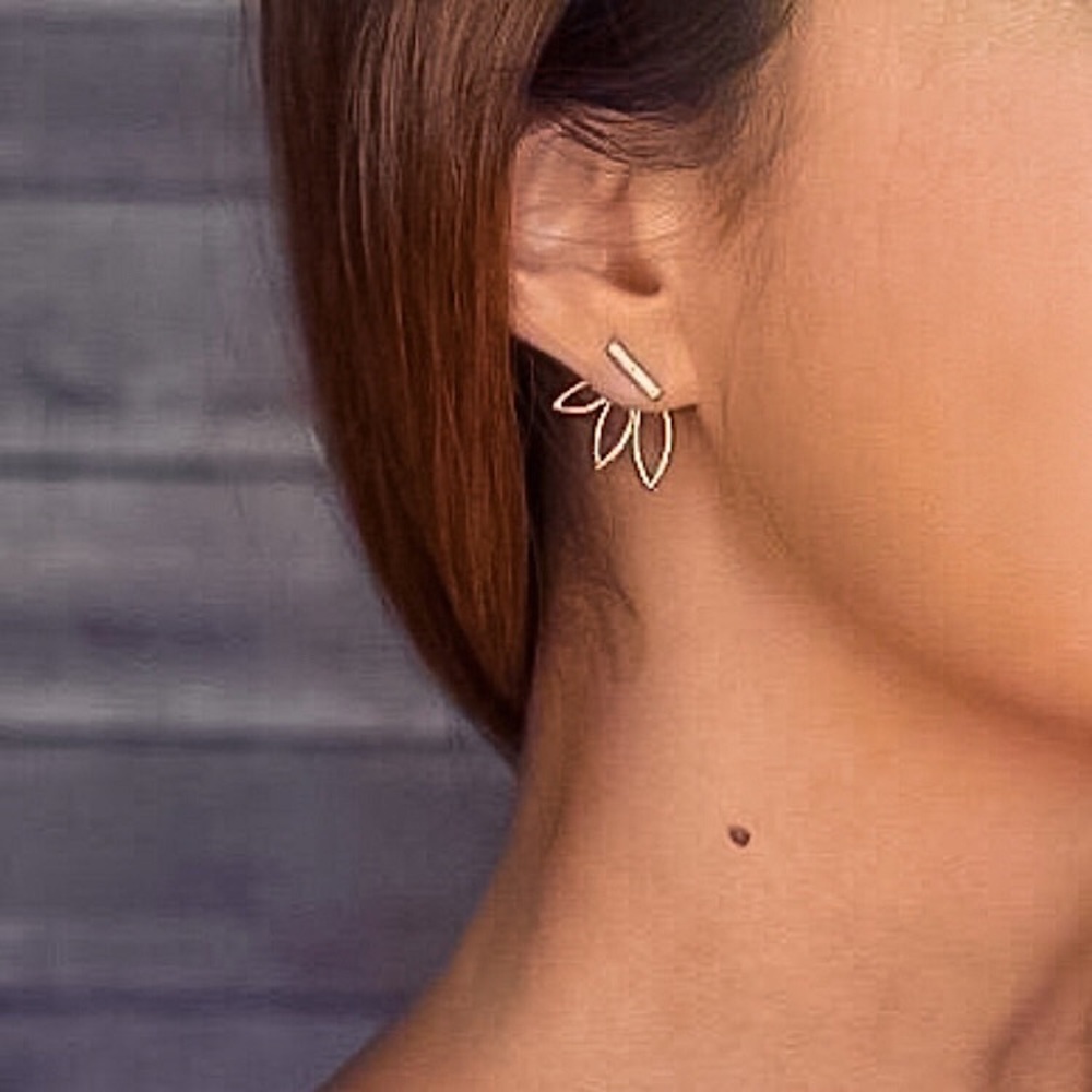 ⚜️𝟯𝟬%𝗢𝗙𝗙 𝗯𝘂𝗻𝗱𝗹𝗲𝘀 𝟯+⚜️ NEW Lotus Minimalist Jacket Earrings - Picture 3 of 14